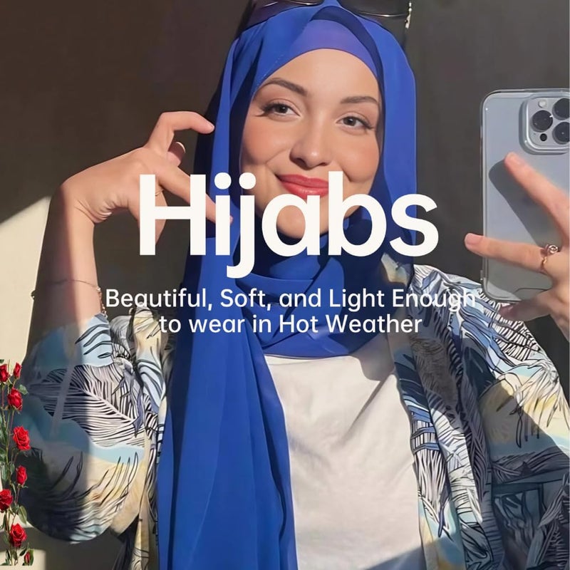 Harewom Chiffon Hijab for Women Sheer Shawl and Wraps for Wedding Bridal Scarves Summer Lightweight Sun-proof Scarf - Image 4